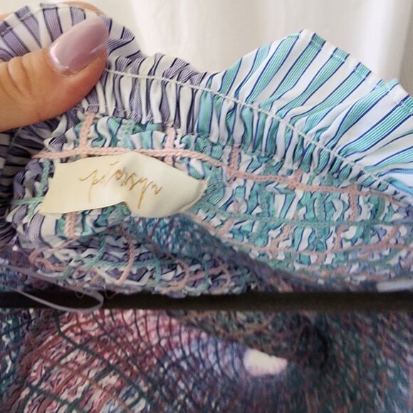 Petersyn NWT Kinsey Smocked Off-Shoulder Top REVOLVE M Blue Cottagecore Kidcore - Picture 4 of 12